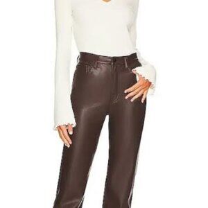 Pistola Cassie Super High Rise Straight Pant Coffee Bean size 25  Vegan Leather